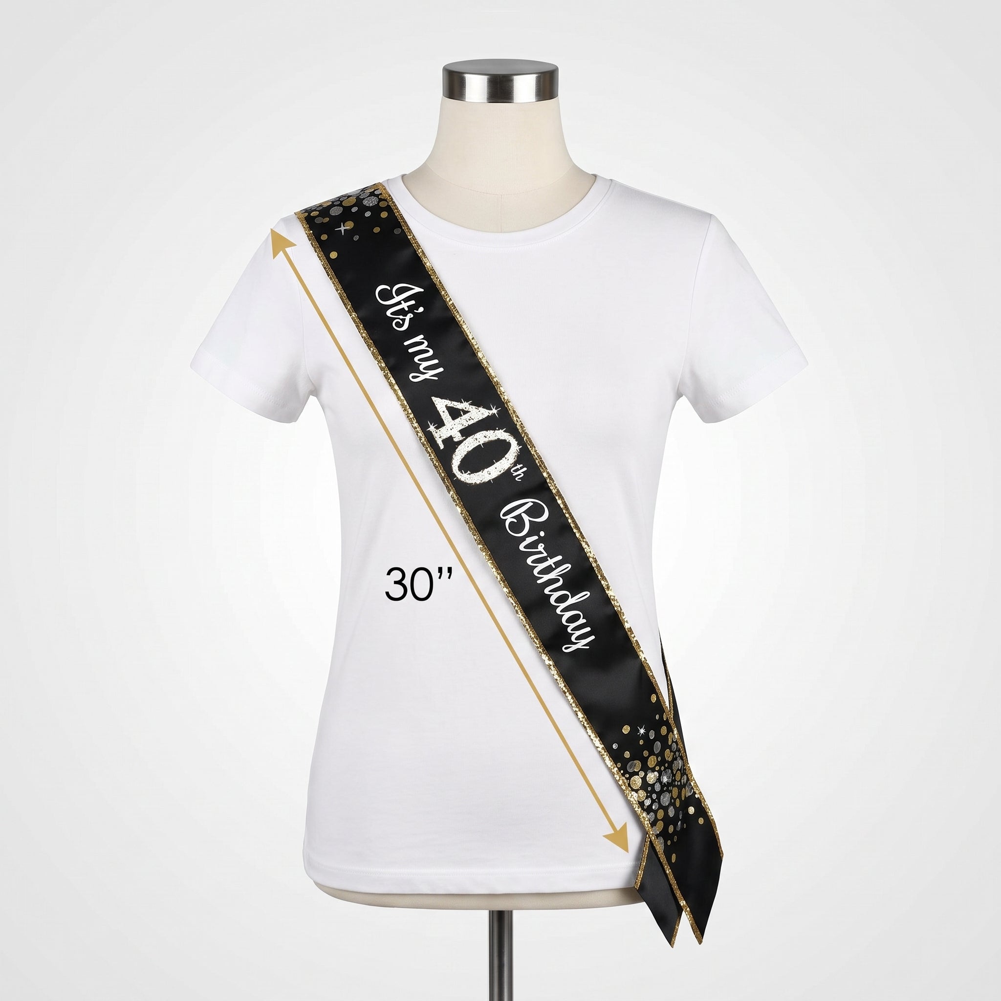 Black & Silver "It's My 40th Birthday" Sparkling Celebration Sash