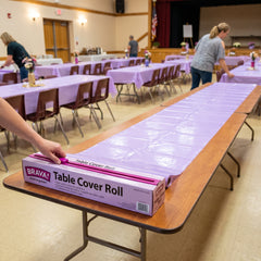 Lavender Plastic Table Cover Roll with Cutter - 54 x 126 ft