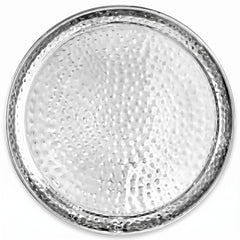 Elegant Silver Hammered Stainless Steel Tray - 15.5 In.