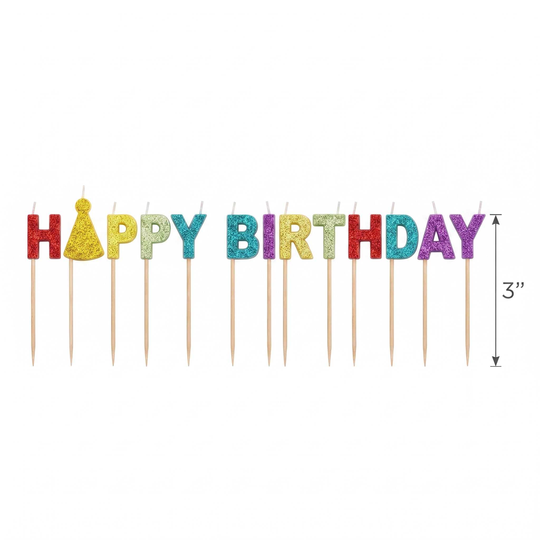 Glittery "Happy Birthday" Candle Picks