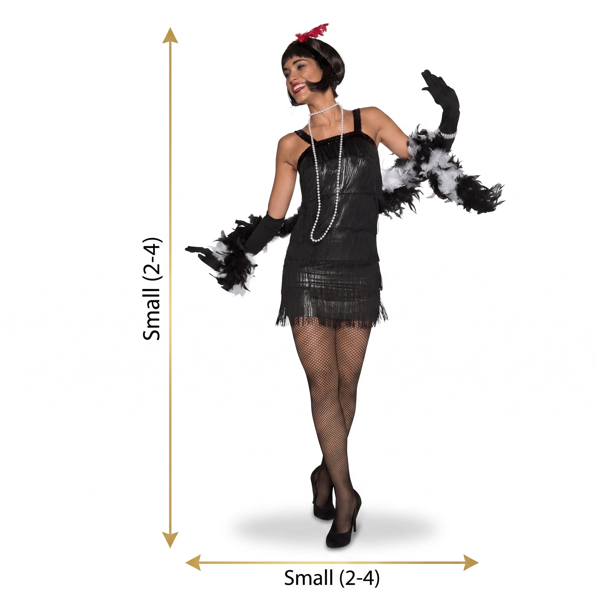 Adult Flashy Flapper Costume with Fringe and Headband