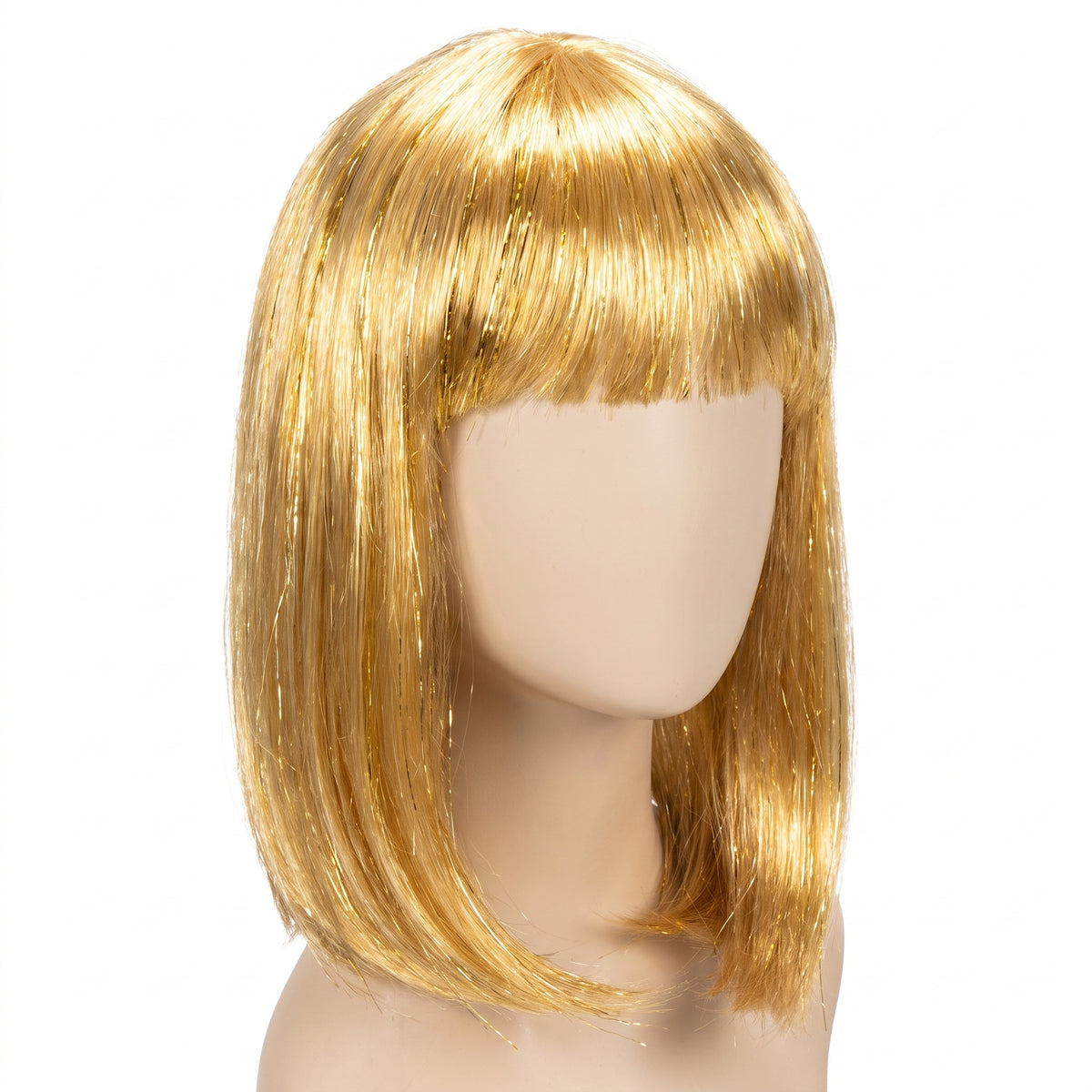 Glamorous Gold Long Bob Wig - Costume Accessory