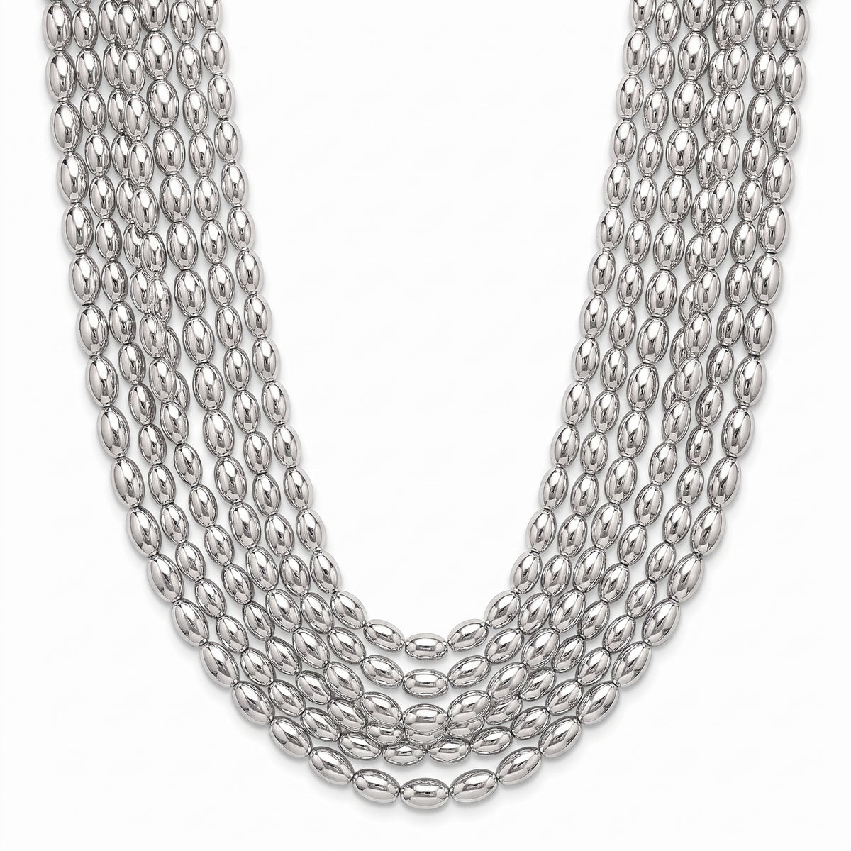 Silver Metallic Bead Necklace Set - 8 Pack