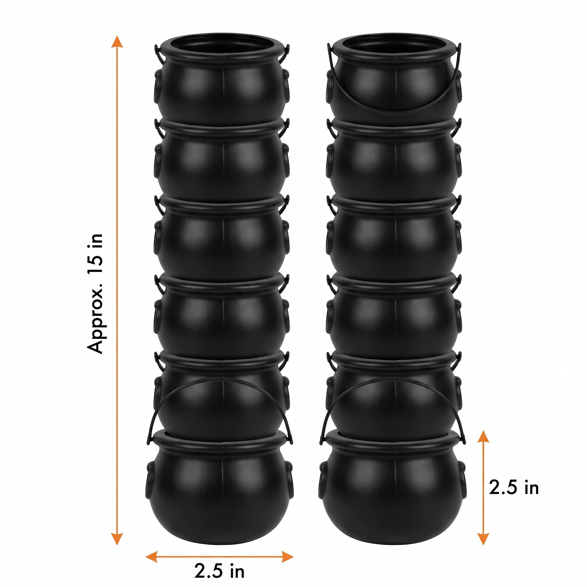 Black Halloween Candy Cauldrons - 12 Pack
