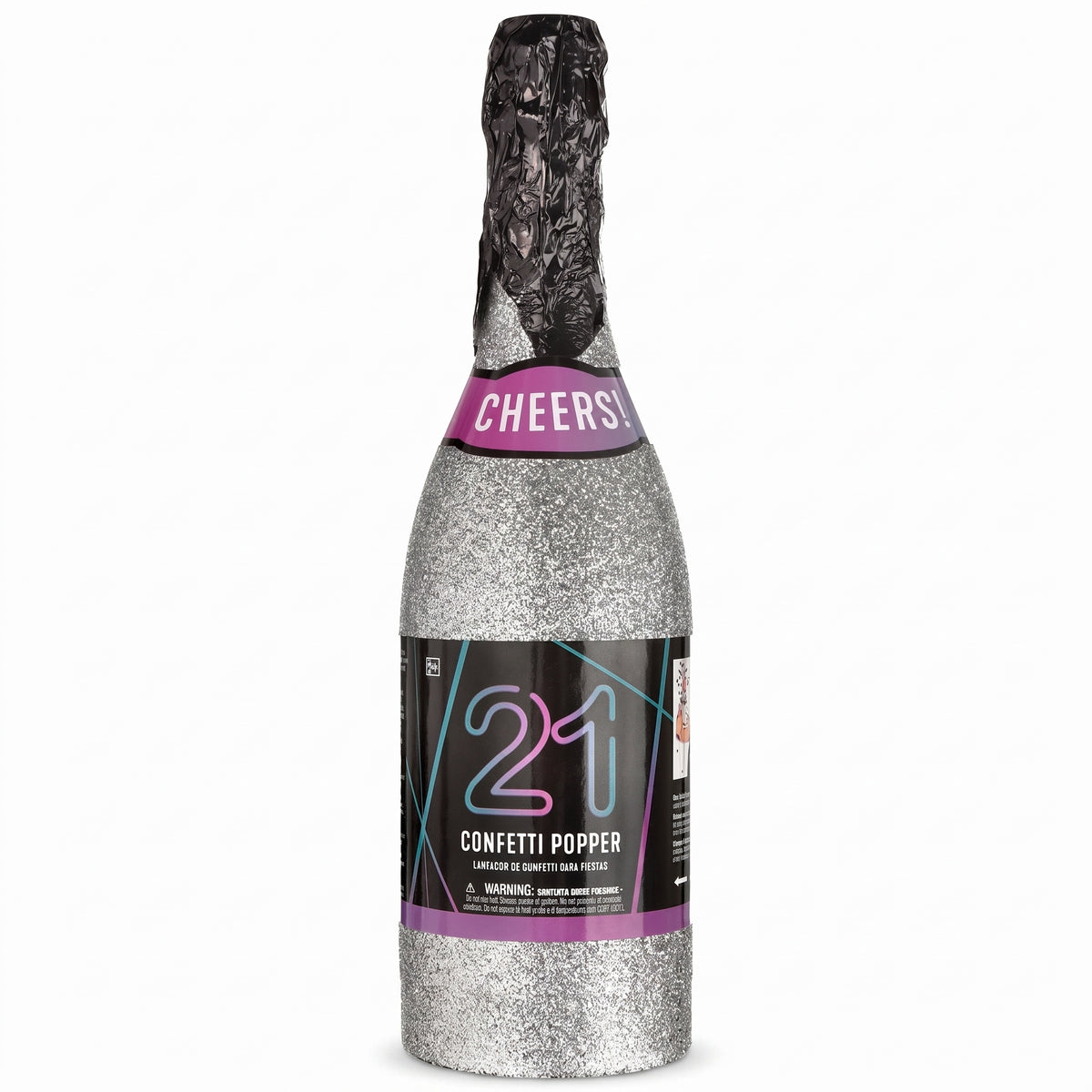 Cheers! 21st Birthday Confetti Popper Bottle