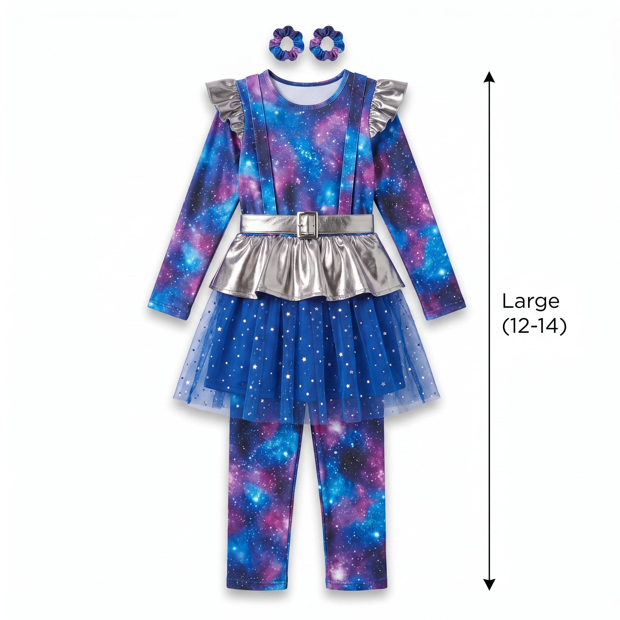 Galaxy Girl Costume for Kids - Cosmic Halloween Outfit - Child L (12-14)