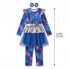 Galaxy Girl Costume for Kids - Cosmic Halloween Outfit - Child L (12-14)
