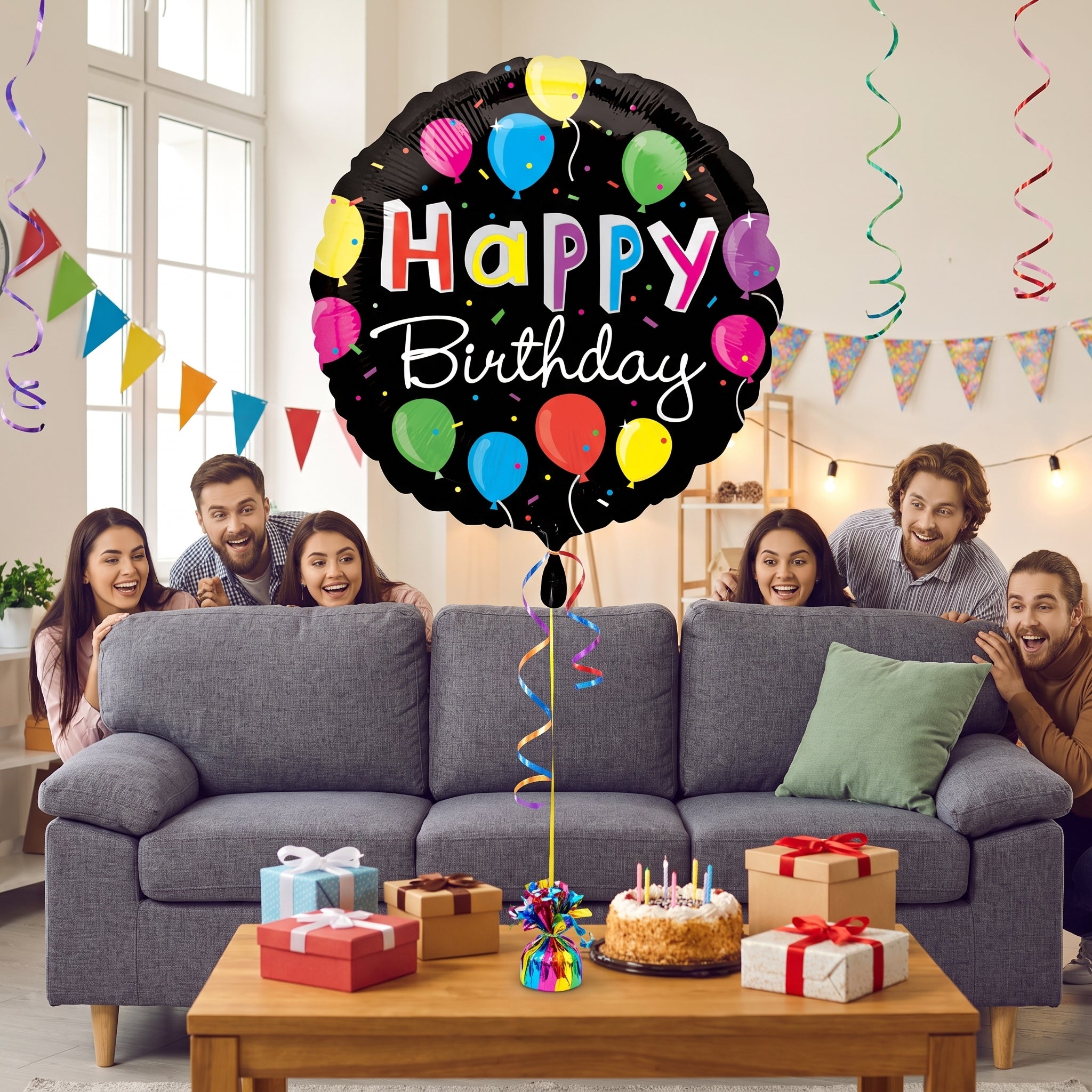Bright & Festive "Happy Birthday" Foil Balloon - 18 Inch