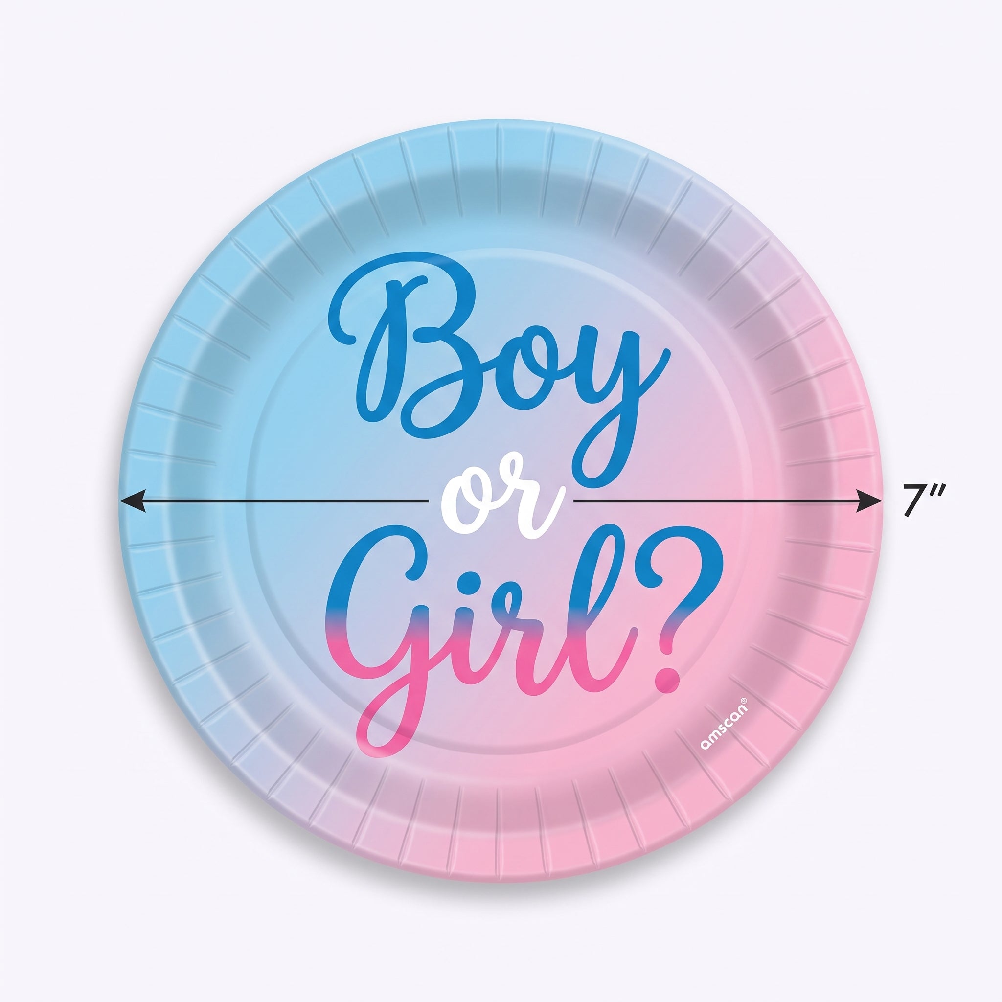 "Boy or Girl?" 7-Inch Round Baby Shower Plates - 7 in. - 8 Pack