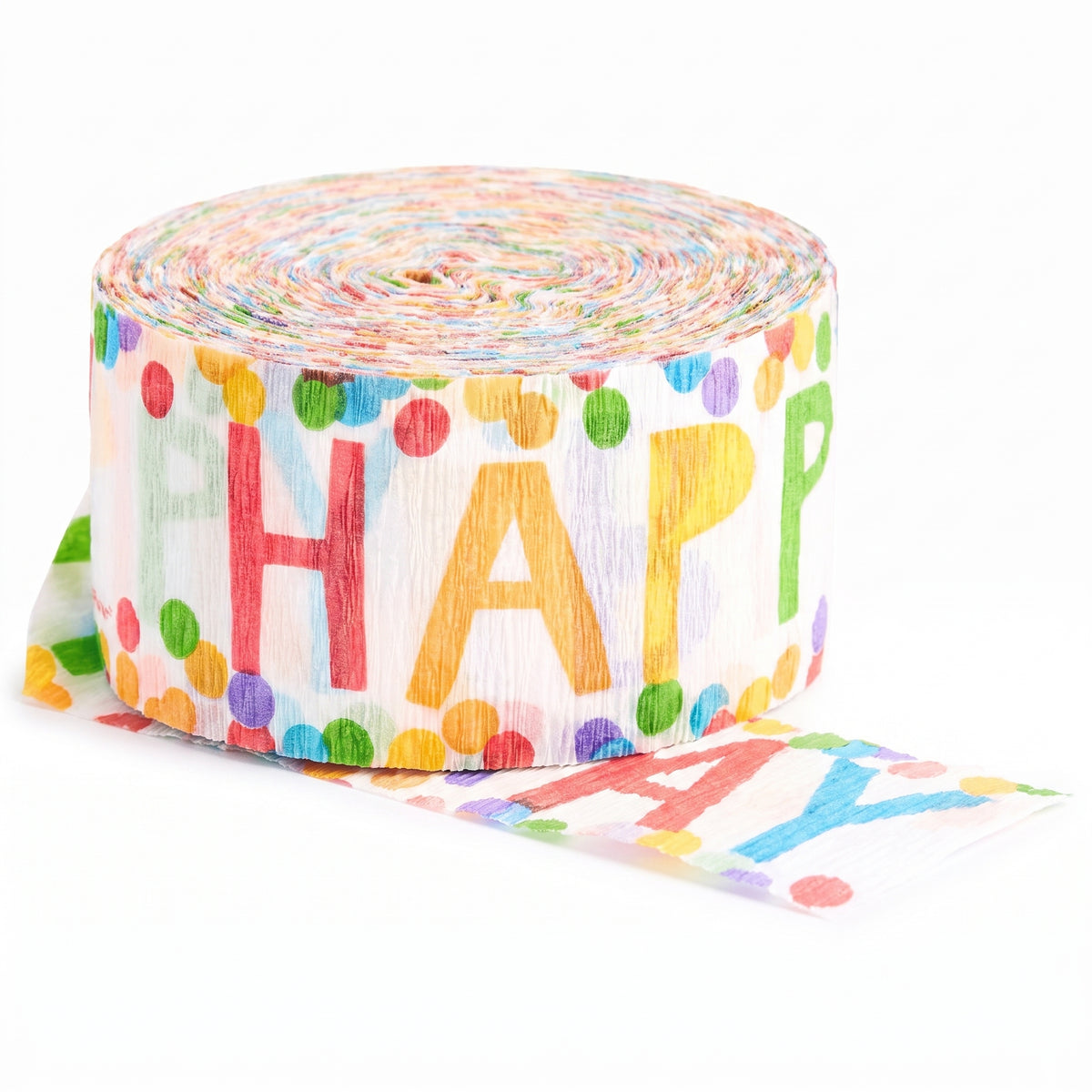 Rainbow "Happy Birthday" Crepe Paper Streamer Decoration, 81 ft