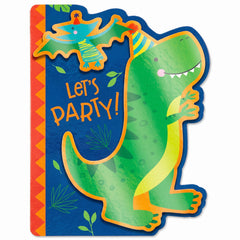 Dino-Mite Deluxe Dinosaur Birthday Invitations with Envelopes, 8-Pack
