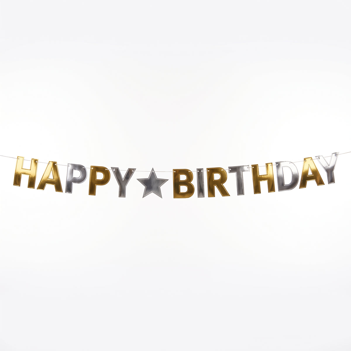 Giant Metallic Gold and Silver "Happy Birthday" Banner