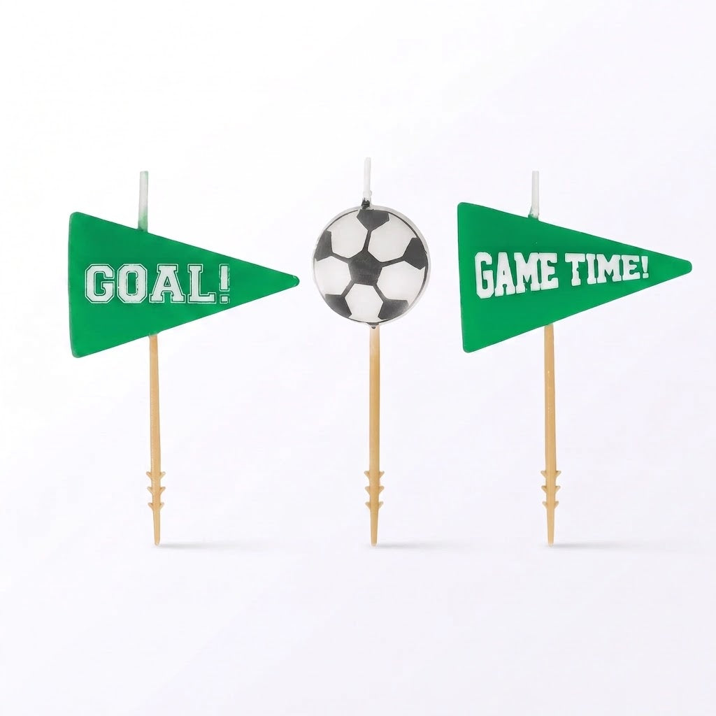 Goal Getter Soccer Birthday Candle Set, 3-Inch, 6-Pack