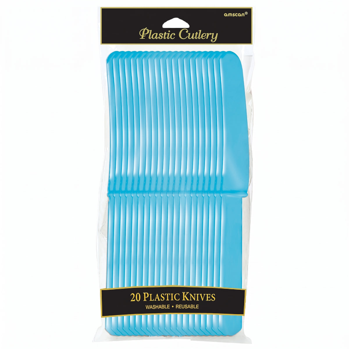 Caribbean Blue Plastic Knives - 7.5 In. | 20 Count