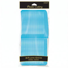 Caribbean Blue Plastic Knives - 7.5 In. | 20 Count