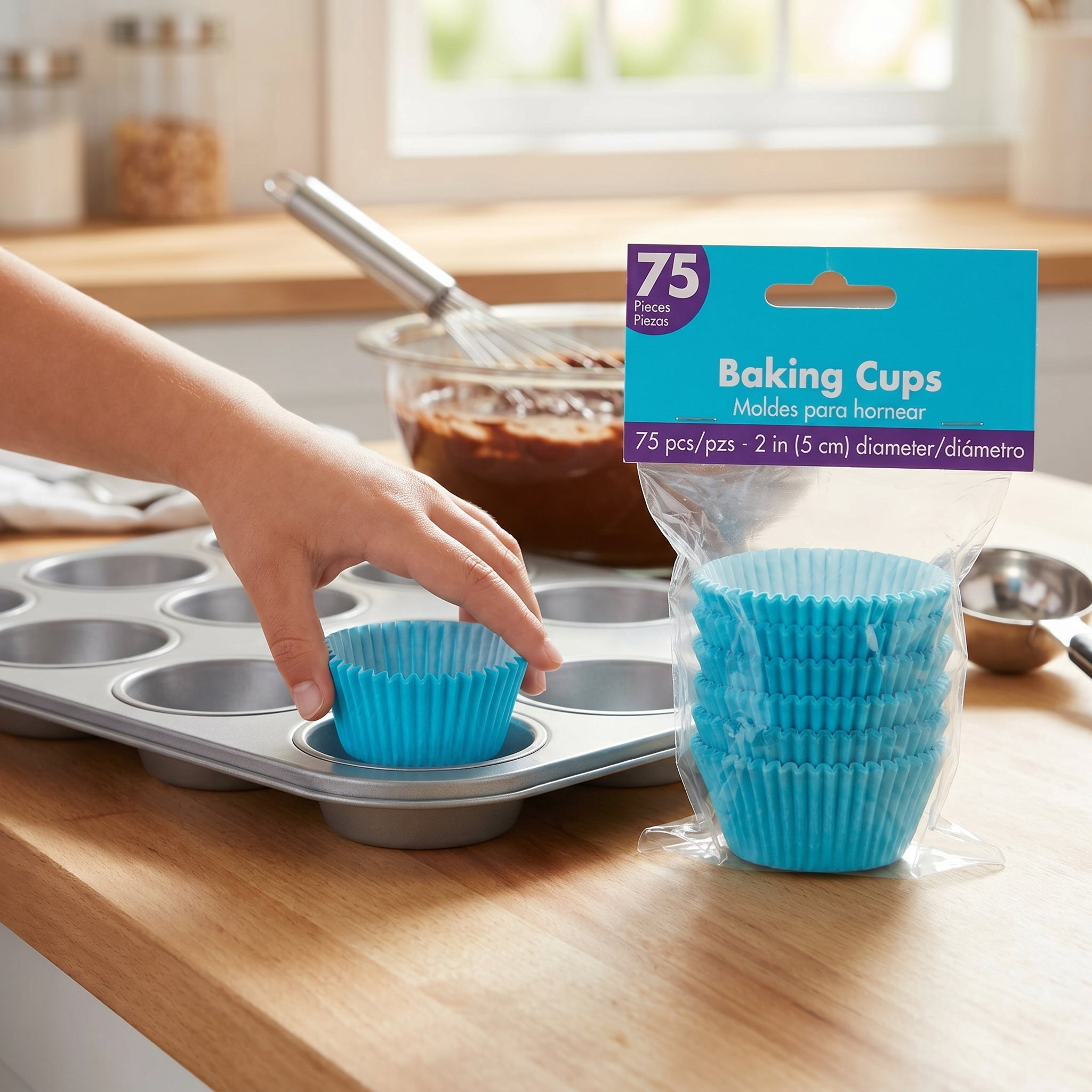 Caribbean Blue Baking Cups - 75 Pack