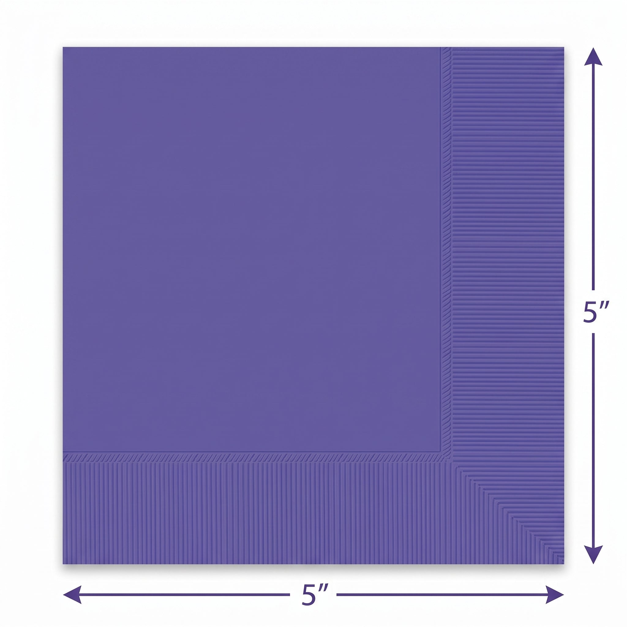Royal Purple Solid Beverage Napkins - 5 In. X 5 In.