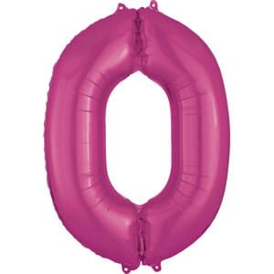 34" Pink Number 0 Foil Helium Balloon