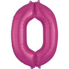 34" Pink Number 0 Foil Helium Balloon