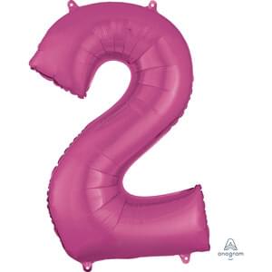 Pink Number 2 Foil Super Shape Balloon - 34 Inch