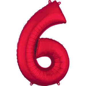 34-Inch Red Number 6 Helium Foil Balloon