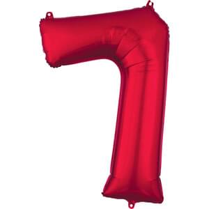 34" Red Number 7 Helium Foil Balloon