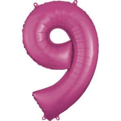 Pink Super Shape Number 9 Helium Balloon - 34 Inch