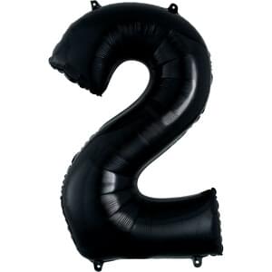 34-Inch Metallic Black Number 2 Foil SuperShape Balloon