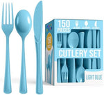 Light Blue Cutlery Combo Set | 50 Forks 50 Spoons And 50 Knives | 7.5 in.