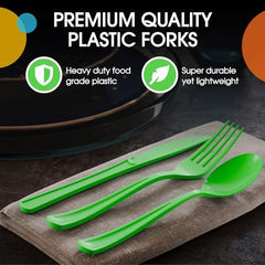 Lime Green Cutlery Combo Set | 50 Forks 50 Spoons And 50 Knives | 7.5 in.