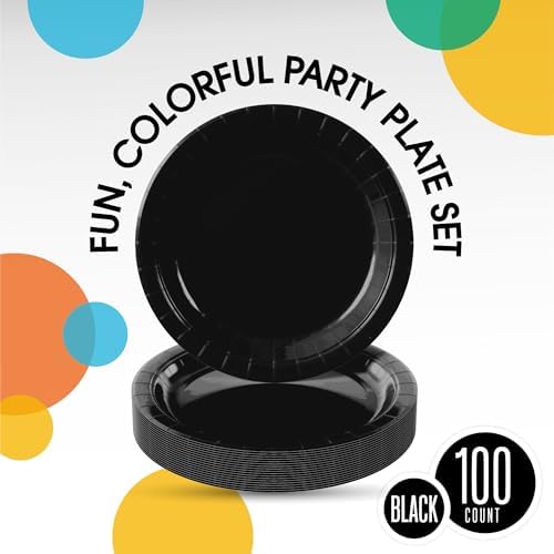 9 in. Black Paper Plates | 100 Count