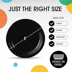 9 in. Black Paper Plates | 100 Count