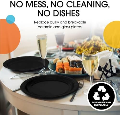9 in. Black Paper Plates | 100 Count
