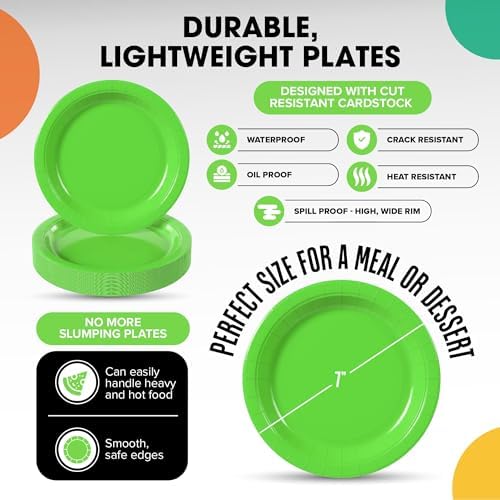 Little Gym - 7 In. Lime Green Paper Plates | 100 Count