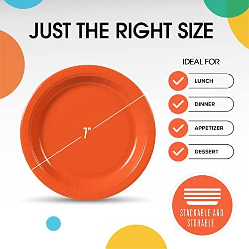 7 in. Orange Paper Plates | 100 Count