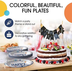 7 in. Blue Birthday Print Paper Plates | Case of 20 (1000 Ct.)