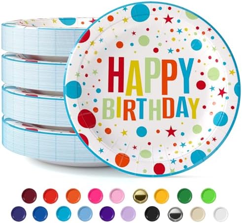 9 in. Birthday Print Paper Plates | 50 Ct.