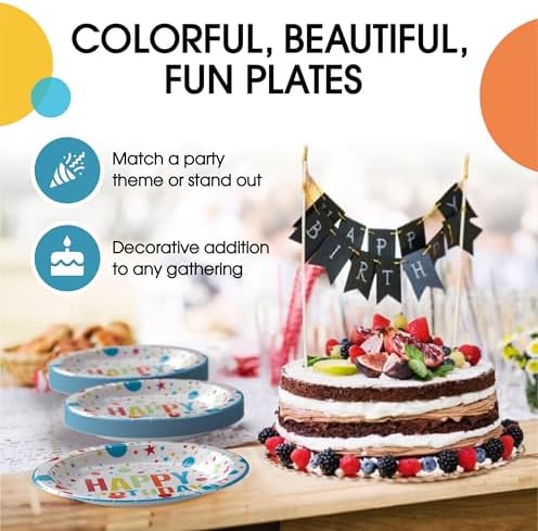 9 in. Birthday Print Paper Plates | 50 Ct.