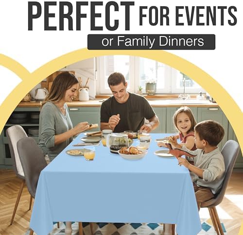 Premium Light Blue Plastic Table Covers | 12 Pack | 54 in. x 108 in.
