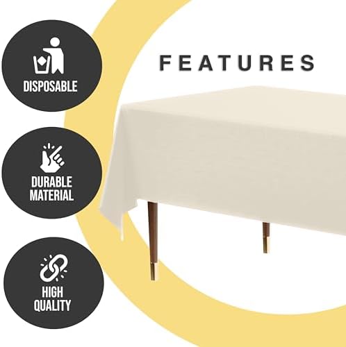 Premium Ivory Plastic Table Covers | 54 in. x 108 in. | 12 Count