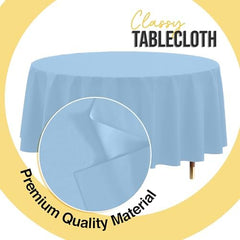 Premium Round Light Blue Plastic Table Covers | 12 Pack | 84 in.