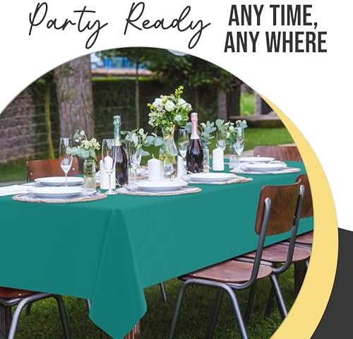 Premium Teal Plastic Table Covers | 12 Pack | 54 in. x 108 in.