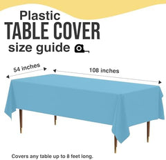 Premium Sky Blue Plastic Table Covers | 12 Pack | 54 in. x 108 in.