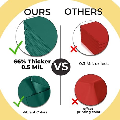 Premium Dark Green Plastic Table Covers | 12 Pack | 54 in. x 108 in.
