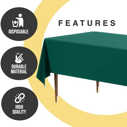 Premium Dark Green Plastic Table Covers | 12 Pack | 54 in. x 108 in.