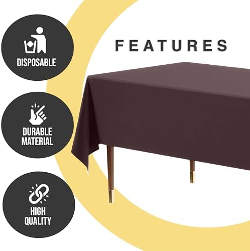 Premium Brown Plastic Table Covers | 12 Pack | 54 in. x 108 in.