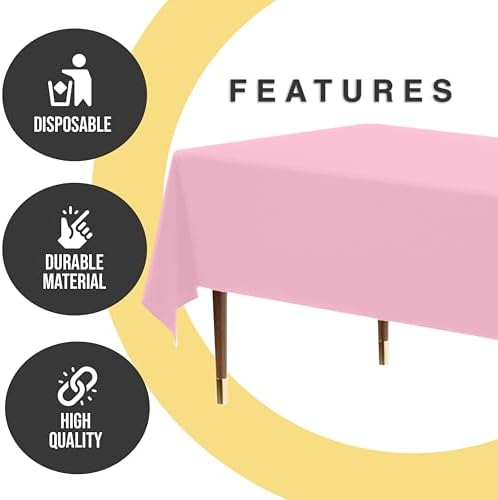Premium Pink Plastic Table Covers | 12 Pack | 54 in. x 108 in.