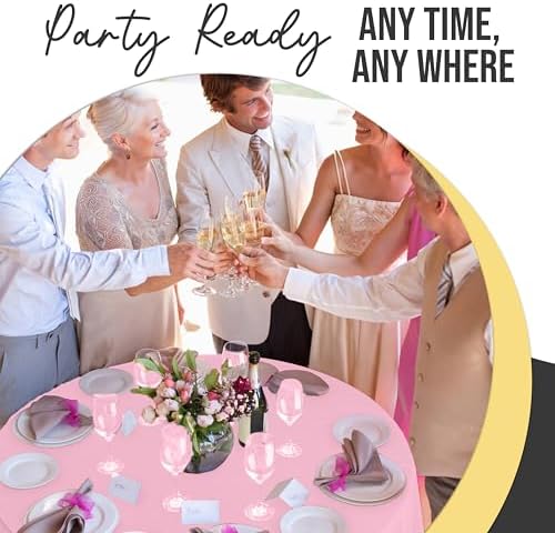 Premium Round Pink Plastic Table Covers | 12 Pack | 84 in.