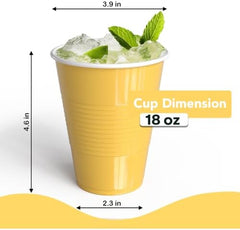 18 Oz. Yellow Plastic Cups | 50 Ct.
