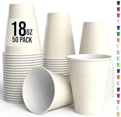 18 Oz. Ivory Plastic Cups | 50 Ct.